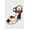 Leather sandals with polka dot print