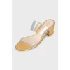 Gold block heel sandals