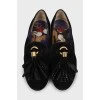 Suede moccasins with decoration