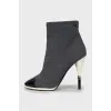 Textile ankle boots with leather toe