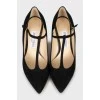 Suede black pointed toe shoes