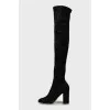 Suede over the knee boots with square toe