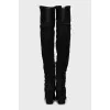 Suede over the knee boots with square toe