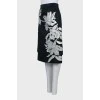 Printed skirt with double hem