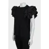 Black blouse with ruffled sleeves