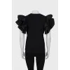 Black blouse with ruffled sleeves