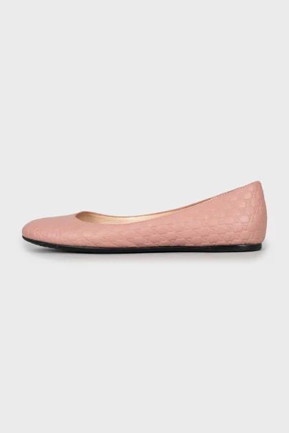 Leather flats with embossed print