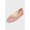 Leather flats with embossed print