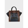 Two-tone leather tote bag