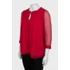 Pleated blouse with 3/4 sleeves