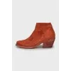 Red suede ankle boots