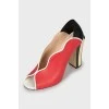 Mixed color wooden heels