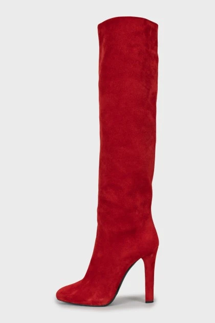 Red suede boots
