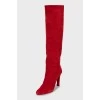 Red suede boots