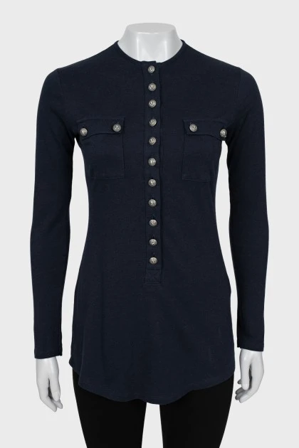 Fitted long sleeve with silver buttons