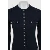 Fitted long sleeve with silver buttons