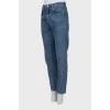 Blue jeans with asymmetric seams