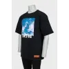 Men's oversized T-shirt with print and logo