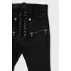 Leather flared trousers with tag