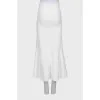 White godet skirt with front slit