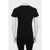 Black printed straight-fit T-shirt