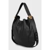 Leather tote bag with brand logo