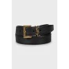 Leather belt with branded logo