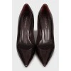 Burgundy patent leather stiletto heels
