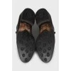 Men's leather shoes with metallic decor