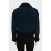 Blue short shearling coat
