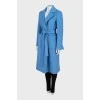 Blue wool coat with belt