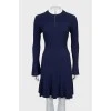 Ribbed dress with double collar