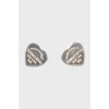 Heart-shaped silver stud earrings