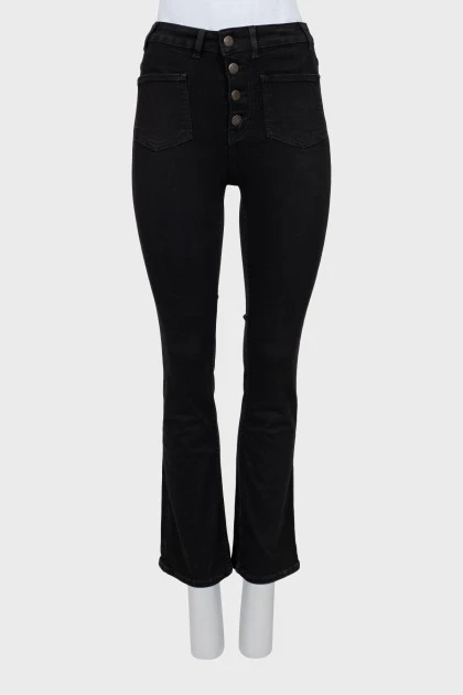 Black flared jeans with buttons