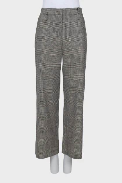 Checked wool and cashmere trousers