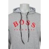 Men's hoodie with embroidered logo and tag