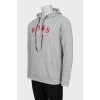 Men's hoodie with embroidered logo and tag