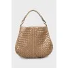 Woven hobo bag with gold-tone hardware