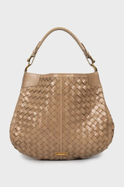 Woven hobo bag with gold-tone hardware