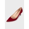 Red Suede Pointed Toe Pumps