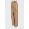 Beige high-waisted trousers