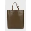 Leather shopper bag with tag
