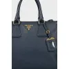 Leather tote bag with logo