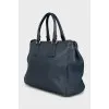 Leather tote bag with logo