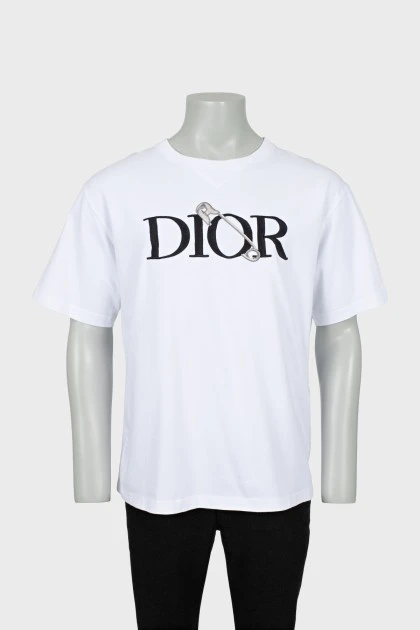Men's white T-shirt with embroidered logo