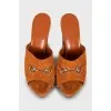 Suede sandals with wooden heel