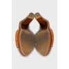 Suede sandals with wooden heel