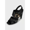 Leather sandals with gold buckle
