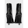Leather ankle boots with metal beads
