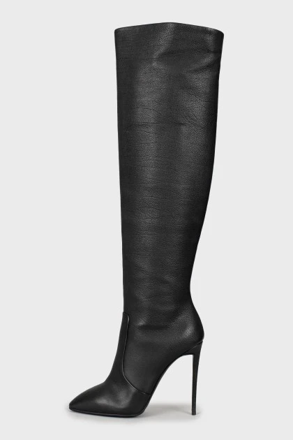 Leather over the knee boots with stiletto heels